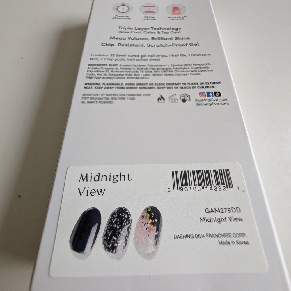 Dashing Diva Glaze semi cured Strips -Midnight View NEW